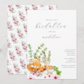 Invitation Fête des mariées de thé floral (Devant / Derrière)