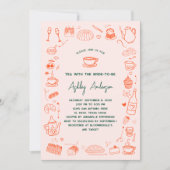 Invitation Fête des mariées de thé Whimsical Doodé main (Devant)