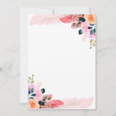 Invitation Fête des mariées de théière en plumes chic (Dos)