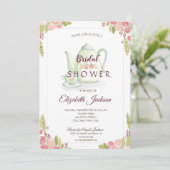 Invitation Fête des mariées de théière Fleurs Chic (Debout devant)