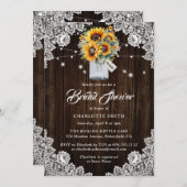 Invitation Fête des mariées de tournesol à souffle de bois ru (Devant / Derrière)