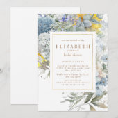 Invitation Fête des mariées de tournesol bleu Dusty (Devant / Derrière)