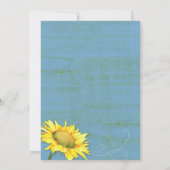 Invitation Fête des mariées de tournesol bleu rustique (Dos)