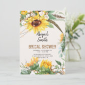 Invitation Fête des mariées de tournesol Boho Rustic Lights (Debout devant)
