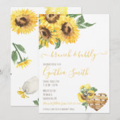 Invitation Fête des mariées de tournesol Brunch & Bubbly (Devant / Derrière)