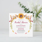 Invitation Fête des mariées de tournesol de Bourgogne rustiqu (Debout devant)