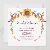 Invitation Fête des mariées de tournesol de Bourgogne rustiqu (Devant)