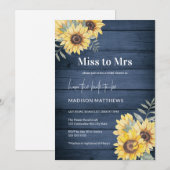 Invitation Fête des mariées de tournesol de la Marine Rustiqu (Devant / Derrière)