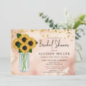 Invitation Fête des mariées de tournesol de Mason Jar rustiqu (Debout devant)