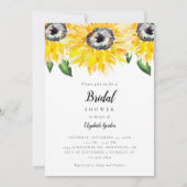 Invitation Fête des mariées de tournesol Élégant Script Aquar (Devant)