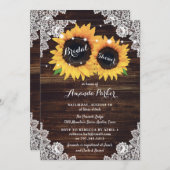Invitation Fête des mariées de tournesol en dentelle de bois  (Devant / Derrière)