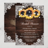 Invitation Fête des mariées de tournesol en dentelle rustique (Devant / Derrière)