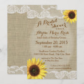 Invitation Fête des mariées de tournesol et dentelle (Devant / Derrière)