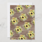 Invitation Fête des mariées de tournesol jaune d'automne rust (Dos)