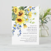 Invitation Fête des mariées de tournesol jaune gai (Debout devant)