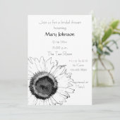 Invitation Fête des mariées de tournesol noir et blanc (Debout devant)