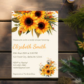 Invitation Fête des mariées de tournesol rustique