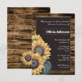 Invitation Fête des mariées de tournesol rustique (Devant / Derrière)