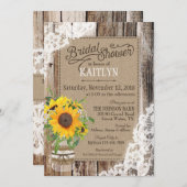 Invitation Fête des mariées de tournesol rustique (Devant / Derrière)