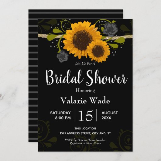 Invitation Fête des mariées de tournesol rustique (Devant / Derrière)