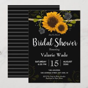 Invitation Fête des mariées de tournesol rustique