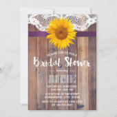 Invitation Fête des mariées de tournesol rustique Barne Lacée (Devant)