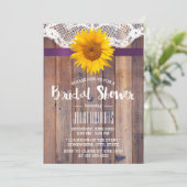 Invitation Fête des mariées de tournesol rustique Barne Lacée (Debout devant)