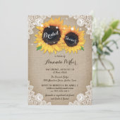 Invitation Fête des mariées de tournesol Rustique Burlap (Debout devant)