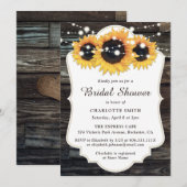 Invitation Fête des mariées de tournesol rustique en bois (Devant / Derrière)