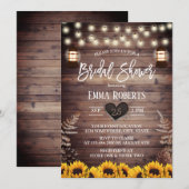 Invitation Fête des mariées de tournesol rustique Lanterne Vi (Devant / Derrière)