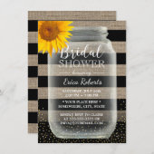 Invitation Fête des mariées de tournesol rustique Mason Jar & (Devant / Derrière)