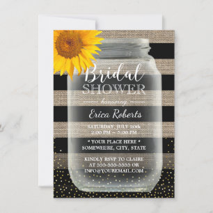 Invitation Fête des mariées de tournesol rustique Mason Jar &