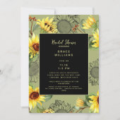 Invitation Fête des mariées de tournesol Sage & Black Waterco (Devant)