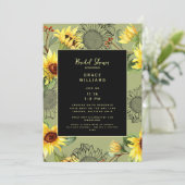Invitation Fête des mariées de tournesol Sage & Black Waterco (Debout devant)