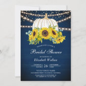 Invitation Fête des mariées de tournesols Citrouille bleu mar (Devant)