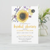 Invitation Fête des mariées de tournesols d'aquarelle botaniq (Debout devant)