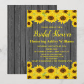 Invitation Fête des mariées de tournesols rustiques en bois (Devant / Derrière)