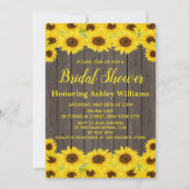 Invitation Fête des mariées de tournesols rustiques en bois (Devant)