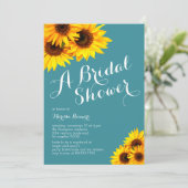 Invitation Fête des mariées de tournesols turquoises et jaune (Debout devant)