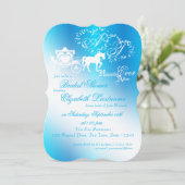 Invitation Fête des mariées de transport Fairytale Peacock bl (Debout devant)