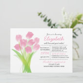 Invitation Fête des mariées de tulipe rose typographique mode (Debout devant)