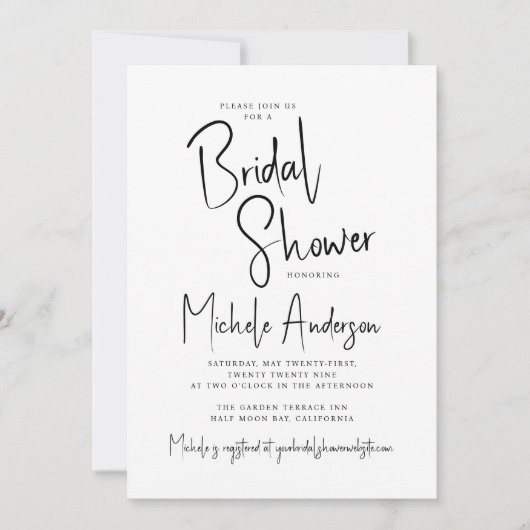 Invitation Fête des mariées de typographie de script moderne (Devant)