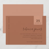 INVITATION FÊTE DES MARIÉES DE TYPOGRAPHIE DE TERRACOTTE À PO (Devant / Derrière)
