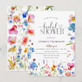 Invitation Fête des mariées de typographie Fleur sauvage du j (Devant / Derrière)