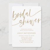 Invitation Fête des mariées de typographie moderne Faux Gold (Devant)