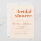 Invitation Fête des mariées de typographie moderne Orange Ret (Devant)