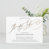 Invitation Fête des mariées de typographie or simple et éléga (Debout devant)