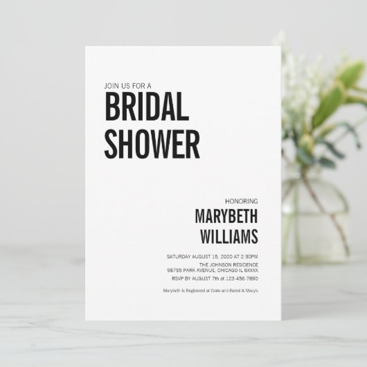 Invitation Fête des mariées de typographie simple (Debout devant)