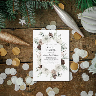 Invitation Fête des mariées de vacances d'hiver rustique
