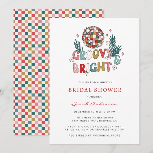 Invitation Fête des mariées de vacances Retro (Devant / Derrière)